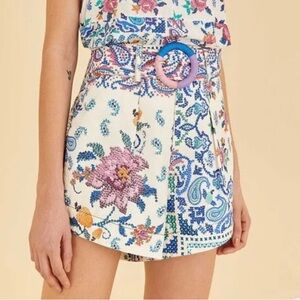 FARM Rio Colorful Embroidered Skirt with Purple Accents